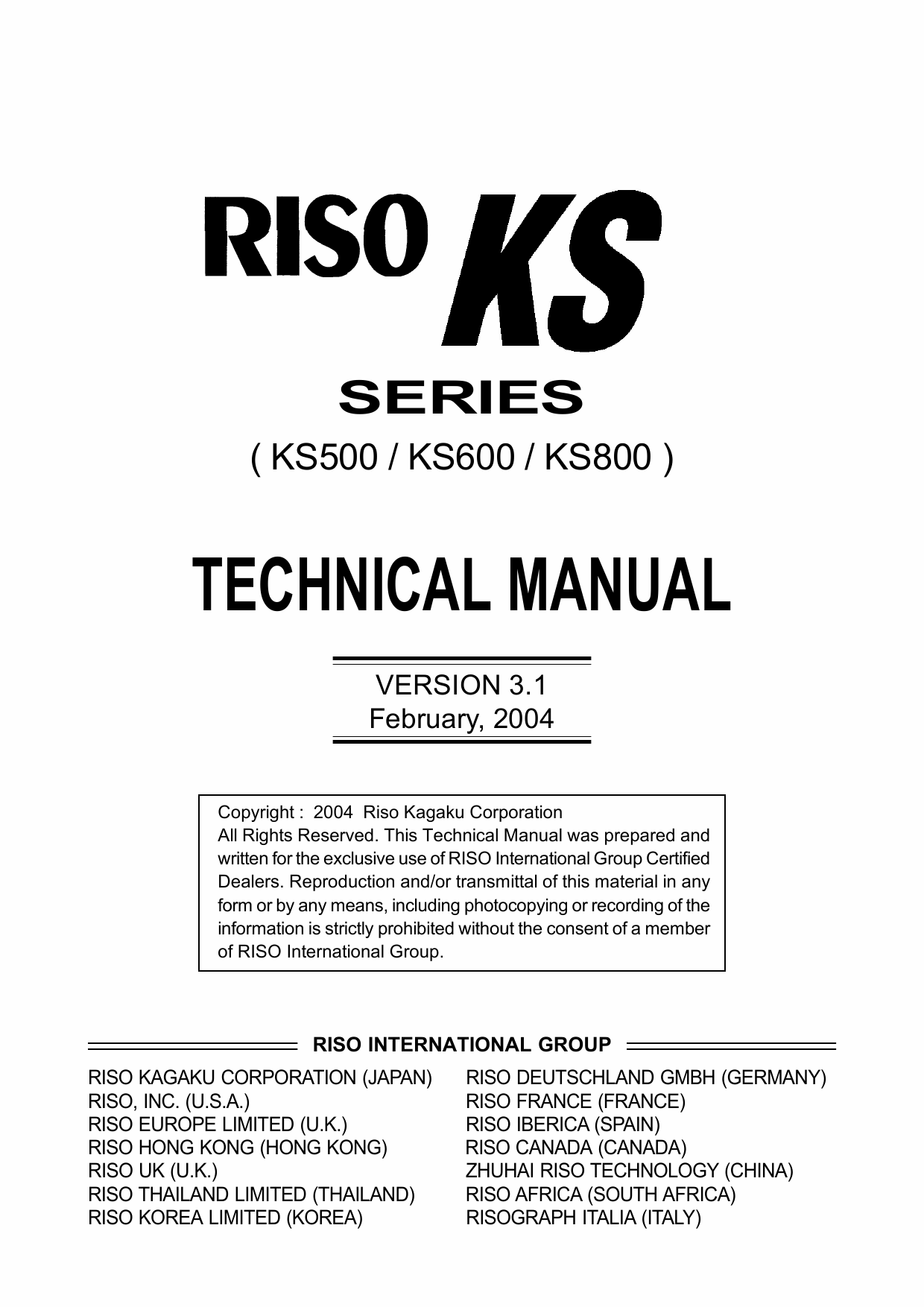 RISO KS 500 600 800 TECHNICAL Service Manual-1